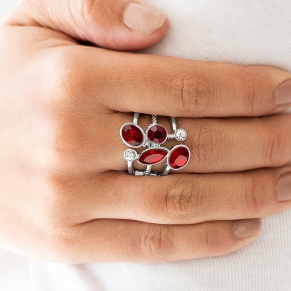 paparazzi Jewelry - Metro Mingle - Red Stretchy Ring